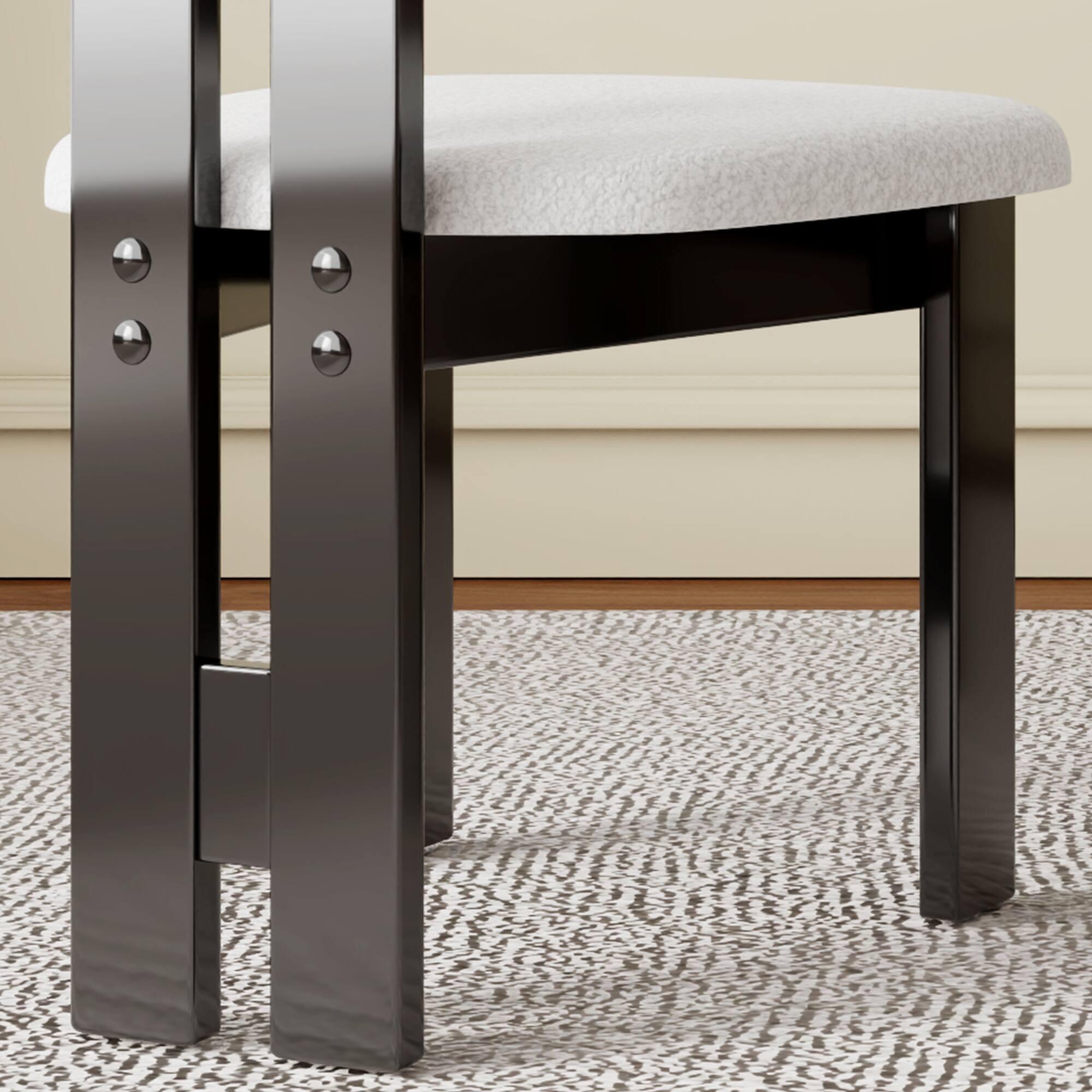 Angle. GOODSILO - Modern Velvet Upholstered Dining Chair with Solid Wood Frame for Kitchen and Dining Room, Set of 2 - White.