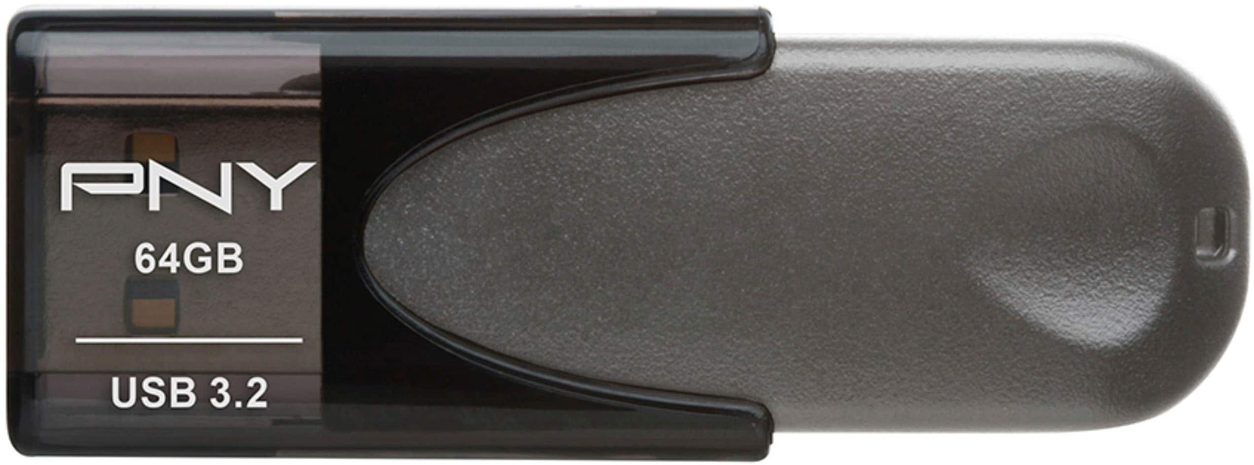 Front. PNY - Elite Turbo Attache 4 64GB USB 3.2 Flash Drive - Black.