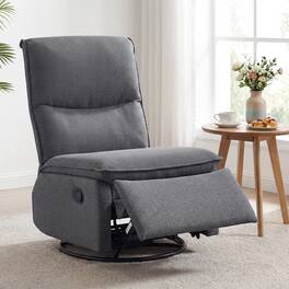 Gymax - 360-Degree Nursery Reclining Rocker Chair w/Cushioned Back Seat Footrest for Bedroom - Gray