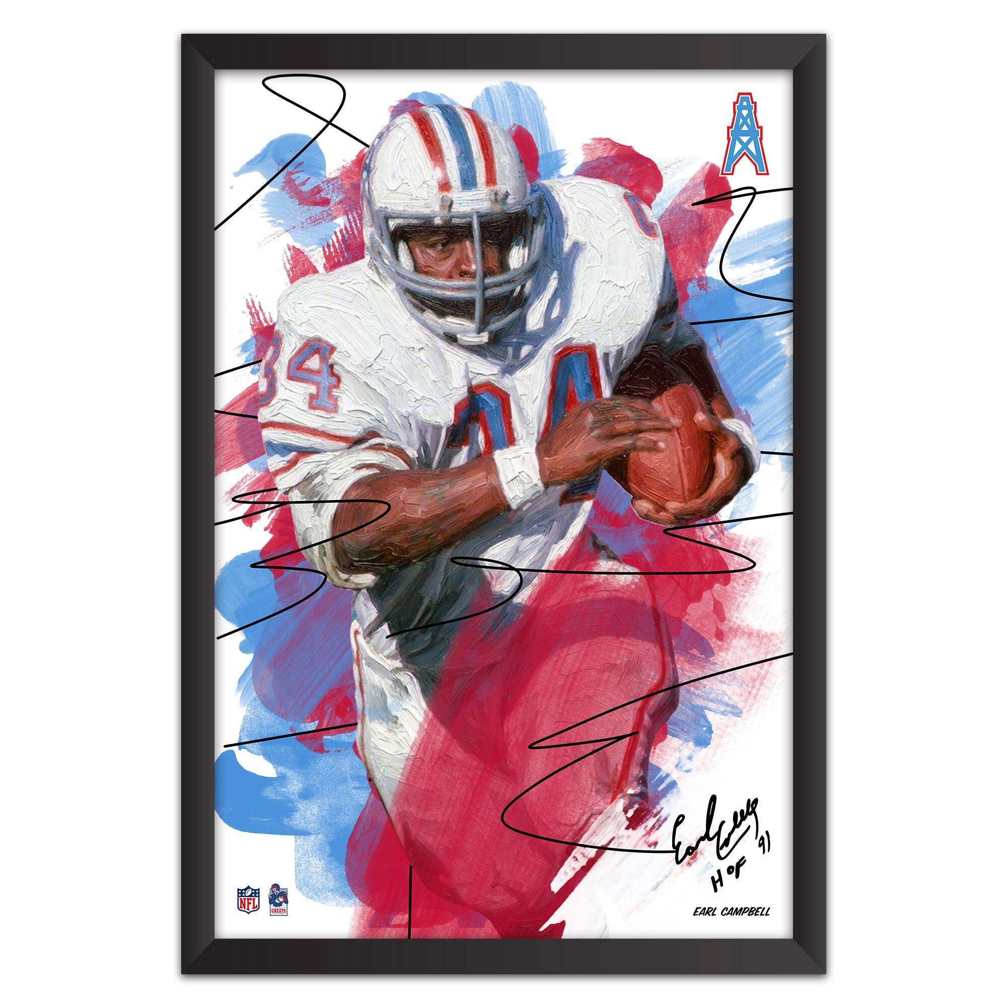 Earl Campbell Tennessee Titans 14" x 20" Brush Stroke Player Framed Art Print