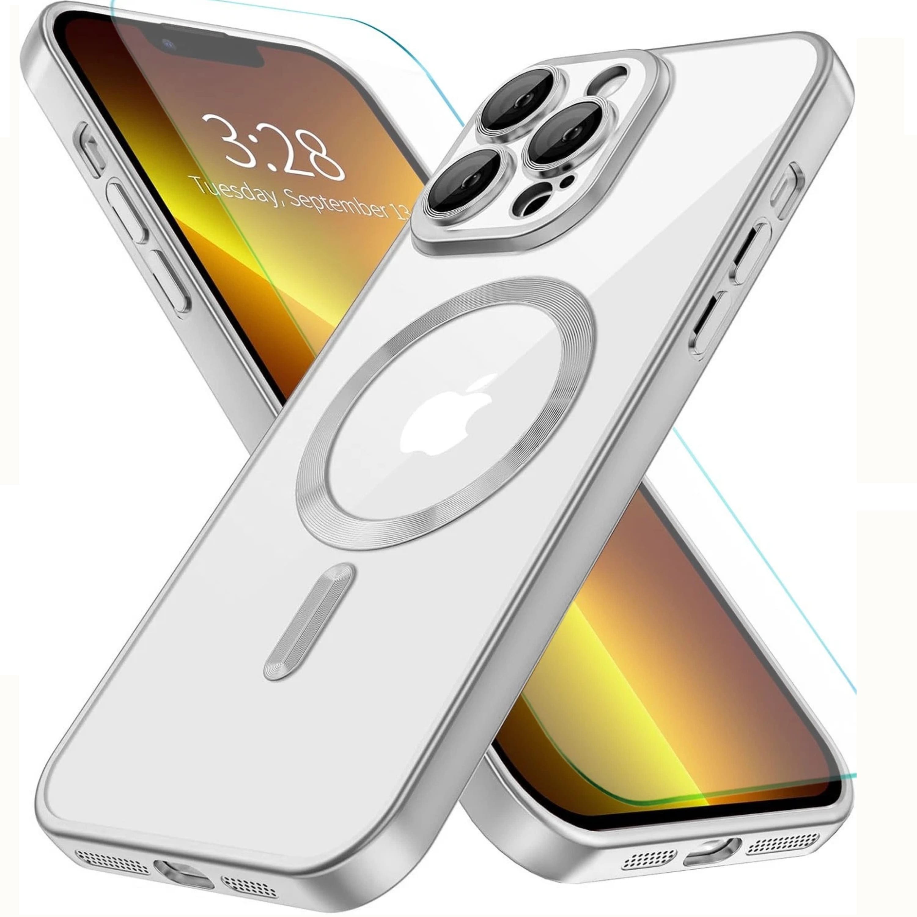 Kitcheniva - Magnetic Ring Holder Shockproof Armor Case With Tempered Glass For iPhone 12 Mini - Silver