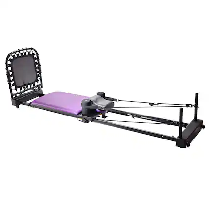 Front. Stamina Products - Stamina 55-4379 AeroPilates Reformer Plus Whole Body Resistance Workout Equipment - Black/Purple.