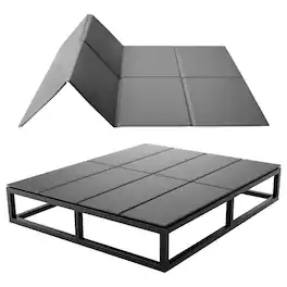 VEVOR - Bunkie Board, Queen Size 80.3 x 60.2 in, Foldable Bed Board Under Mattress with Hook-and-Loop Straps, PP Core - Gray