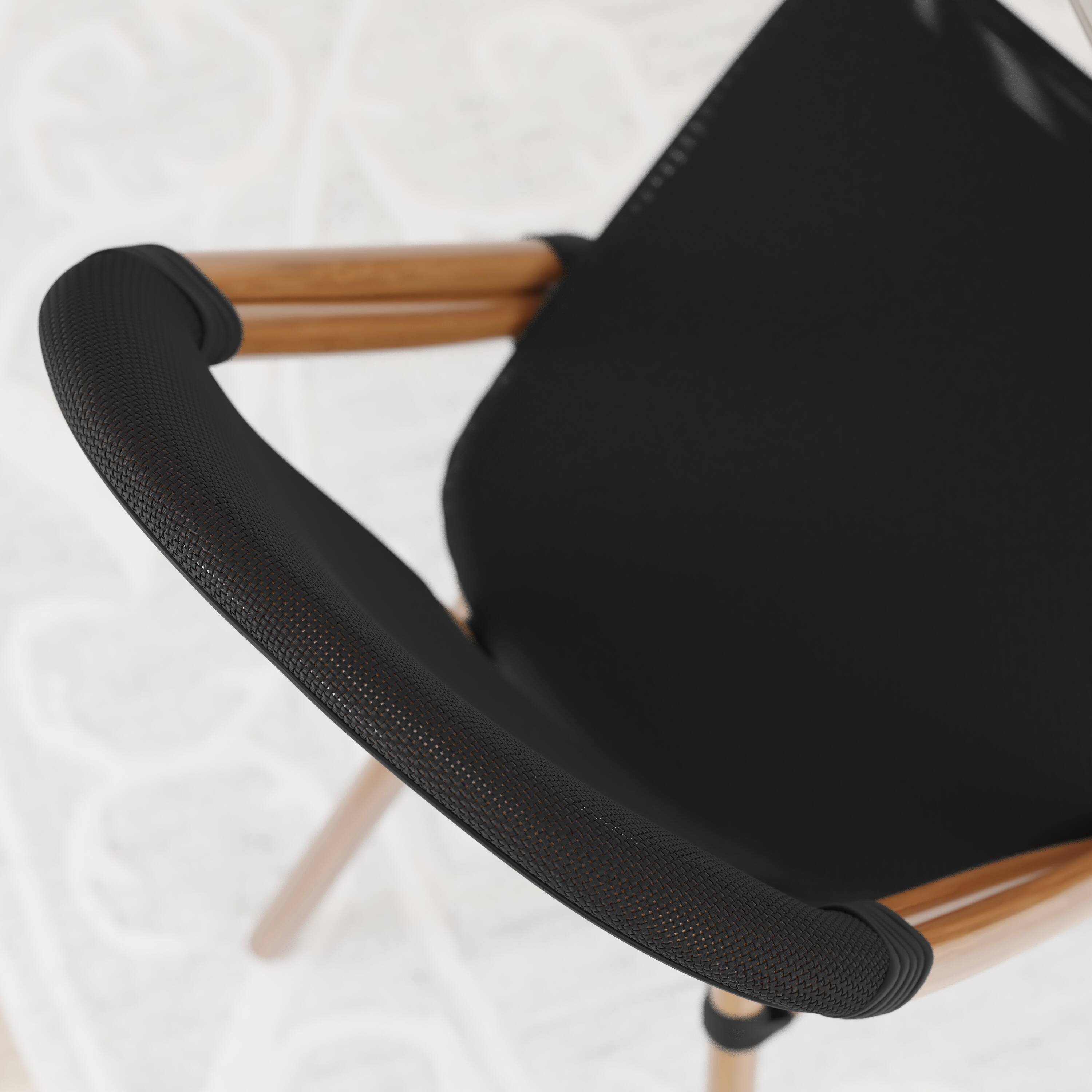 Alt View 5. Emma + Oliver - Massalia Indoor/Outdoor Stacking Bistro Style Chairs with Textilene Seat and Aluminum Frame - Black/Natural Frame.