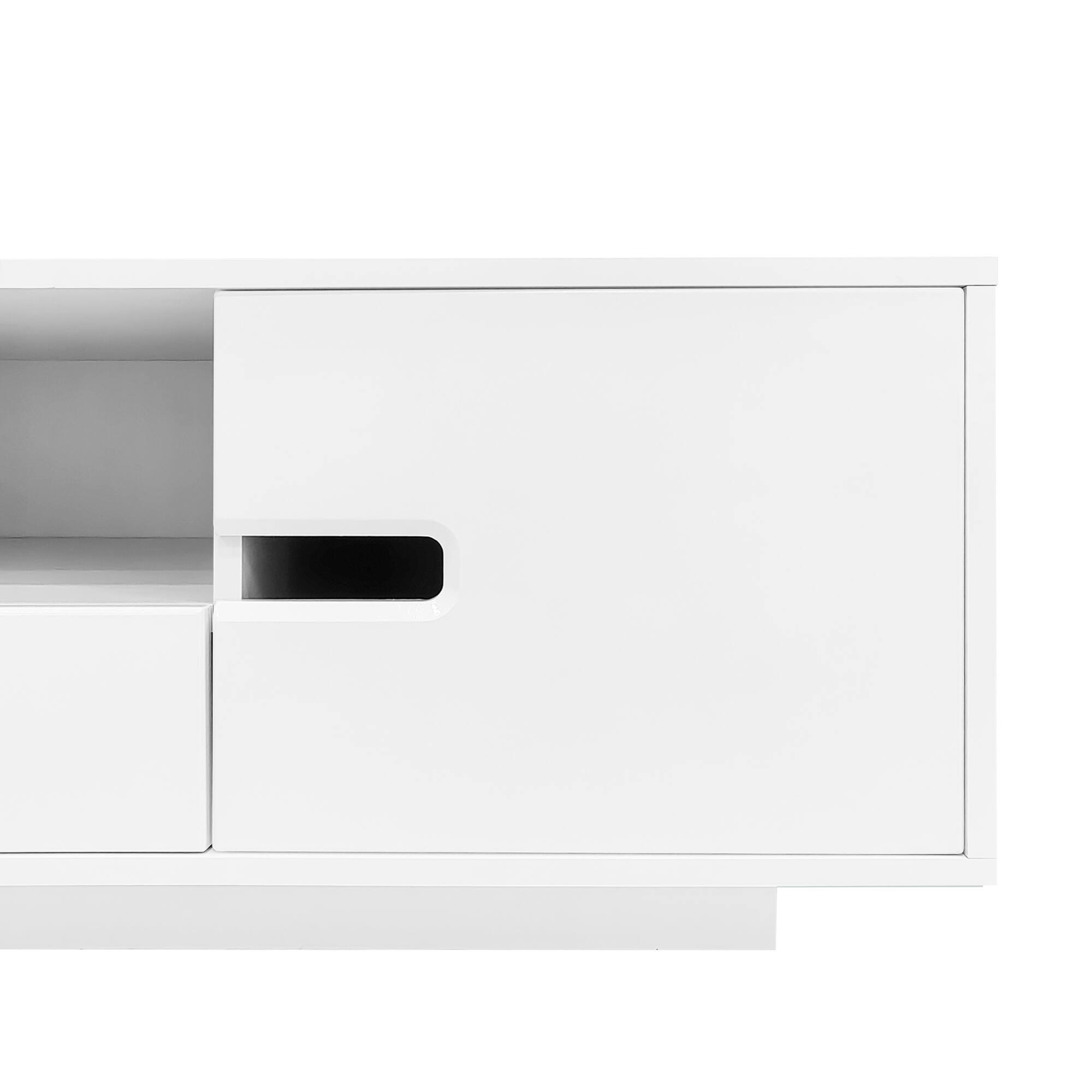 Alt View 4. Bestier - Modern High Glossy Rectangle Coffee Table with Storage Space, Accent Furniture with 16 Color LED Lights for Living Room - White.