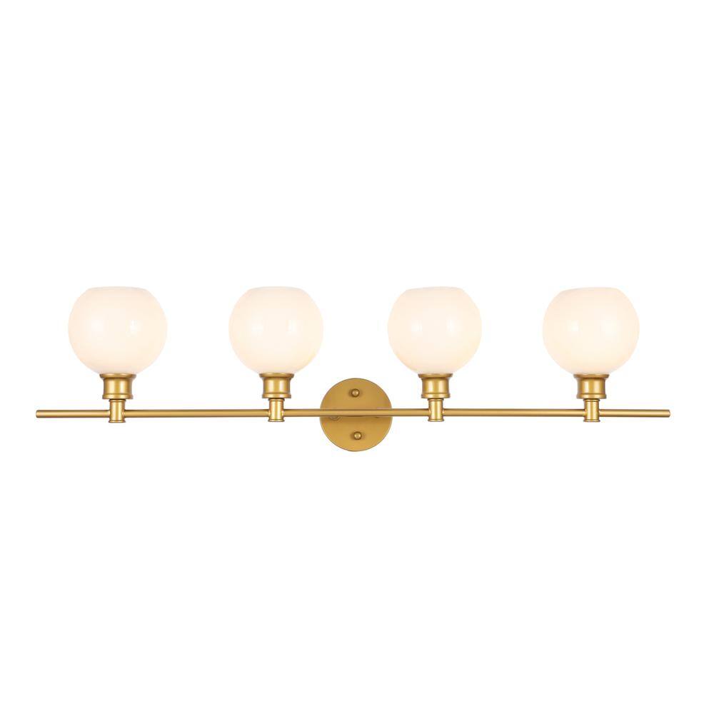 Alt View 10. Living District - Collier 4 light Brass and Frosted white glass Wall sconce - Brass And Frosted White Glass.