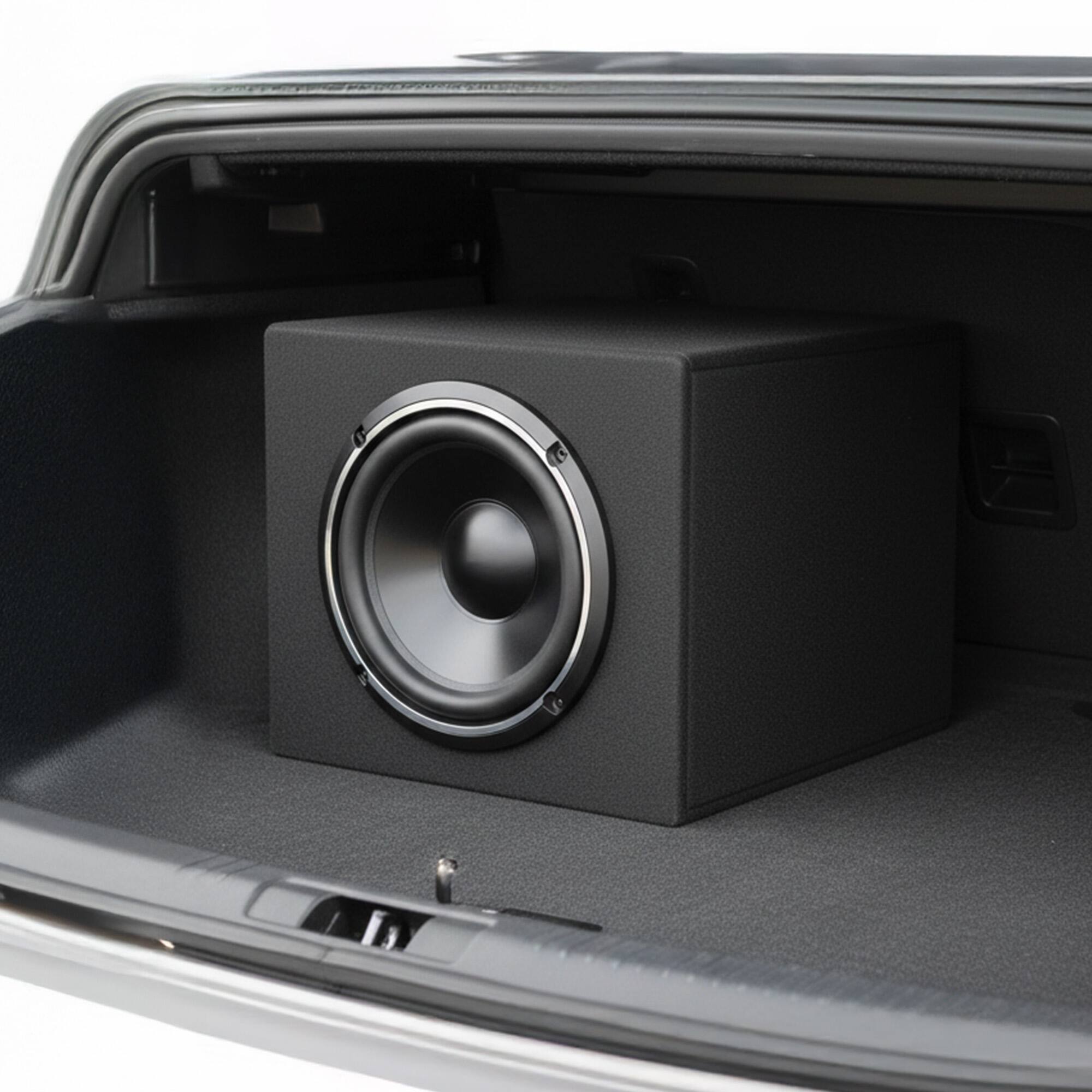 Alt View 2. QPower - QPower Shallow Single 10" Sealed Truck Subwoofer Speaker Box, 18" x 13" x 5.25" - Charcoal Gray.