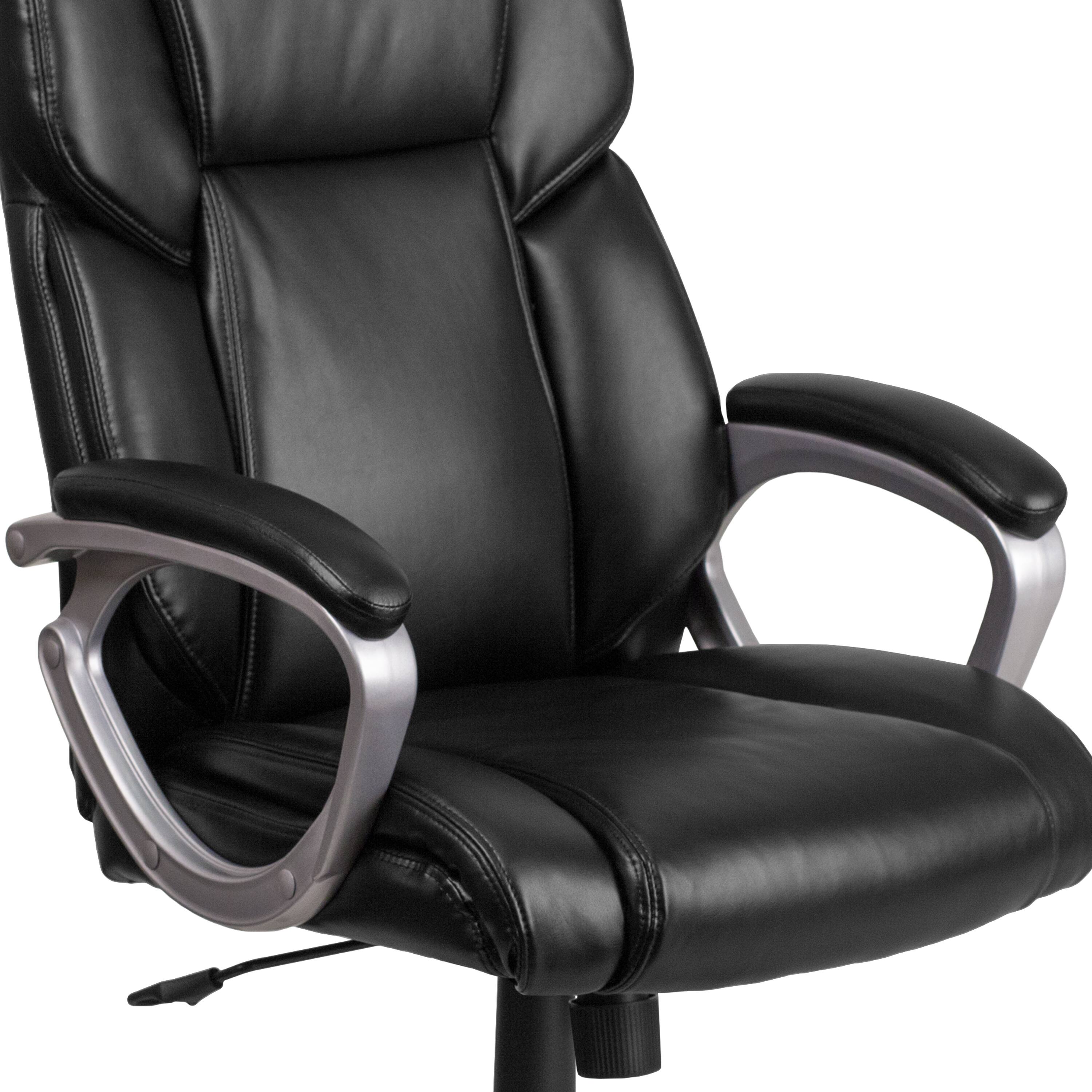 Alt View 9. Emma + Oliver - Mid-Back Faux Leather Executive Swivel Office Chair with Padded Arms - Black.