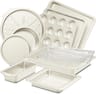 HONGBAKE - 10 Pieces Bakeware Sets Including Rack, Cookie Sheet, Cake Pans, Loaf Pan, Muffin Pan, Pizza Pan - Cream