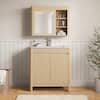 Front. ModernMate - 30" Single Bathroom Vanity Set with Mirror Cabinet, Soft Close Doors - Natural Oak.