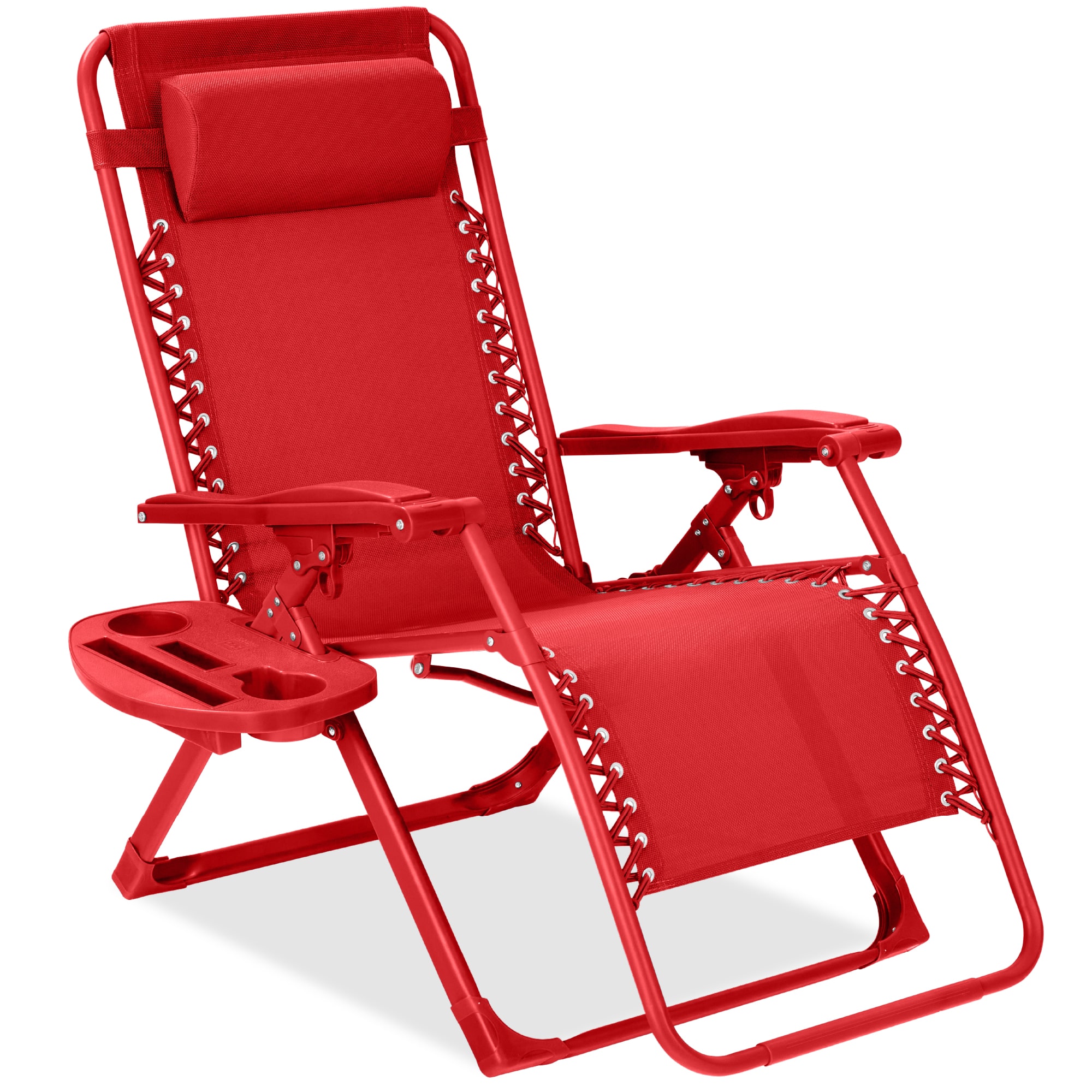 Front. Best Choice Products - Best Choice Products Monochromatic Zero Gravity Chair, Folding Patio Recliner w/Side Tray, Headrest - Chili - Chili.