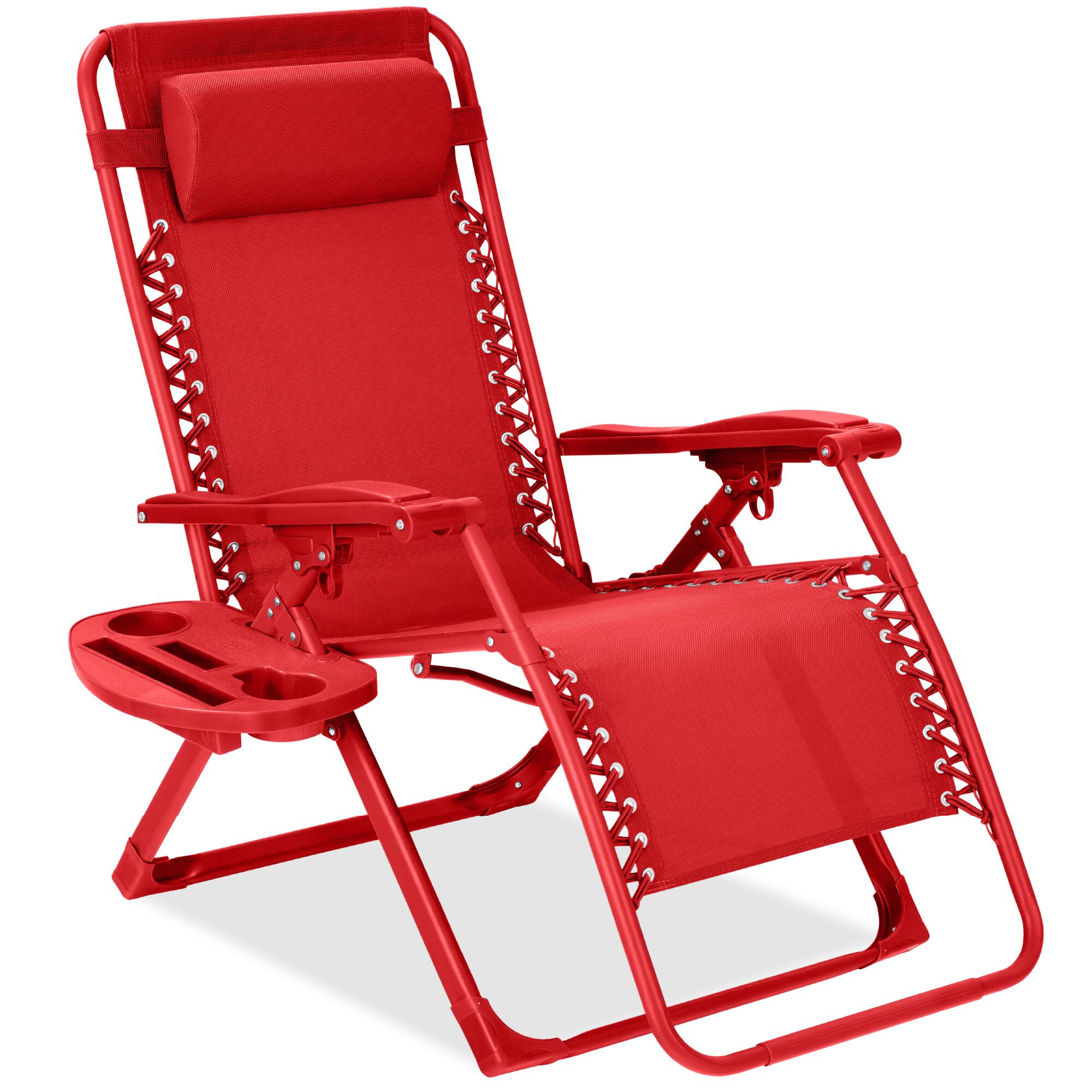 Front. Best Choice Products - Best Choice Products Monochromatic Zero Gravity Chair, Folding Patio Recliner w/Side Tray, Headrest - Chili - Chili.