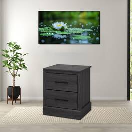 Hivvago - Minimalist Wooden Side Table with Spacious Drawers - Dark Gray