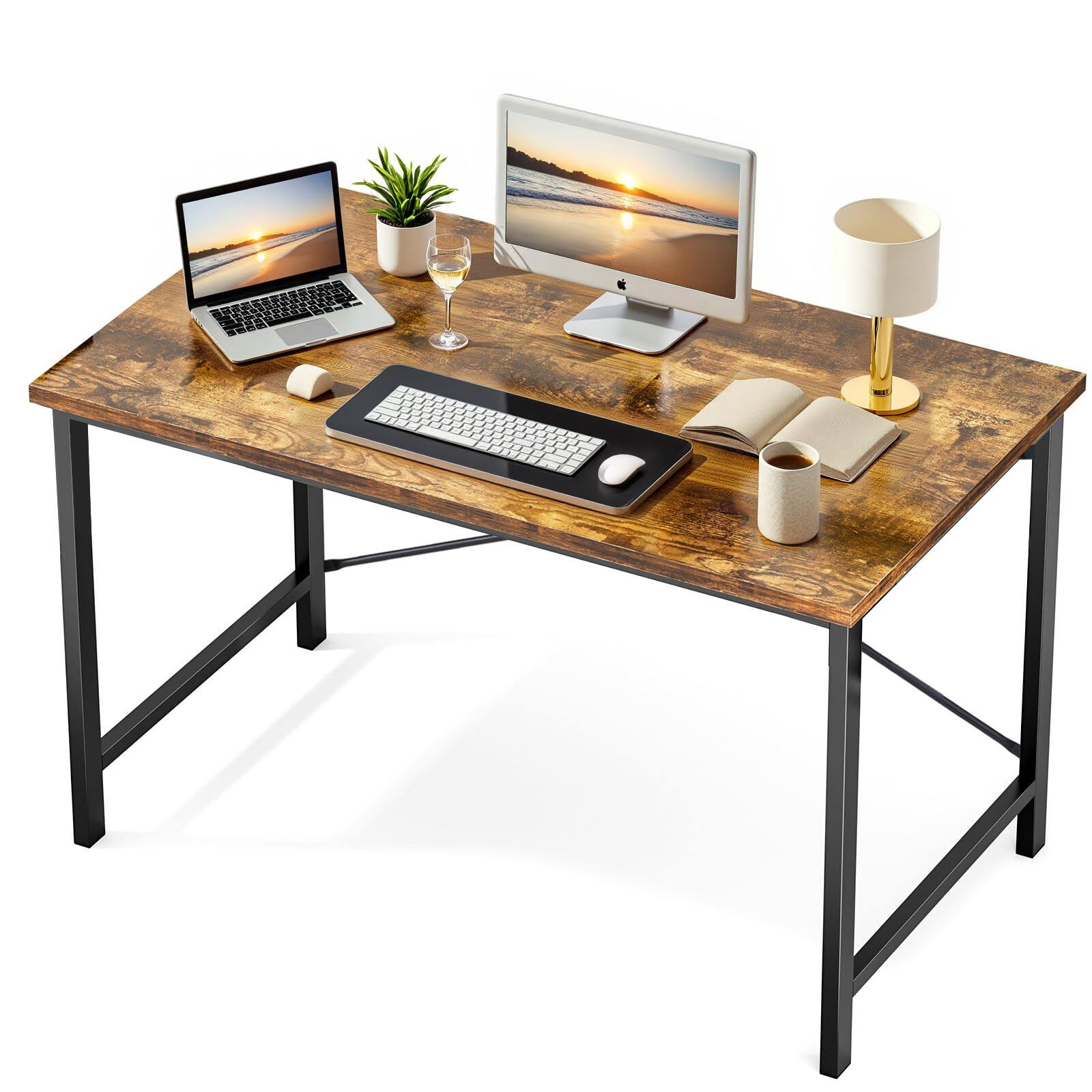 Front. Fabibe - Computer Office Desk 44 Inch Small Student Study Gaming Writing Work Modern Simple Pc Table For Bedroom Home - Office De - Rustic Brown 44-Inch.