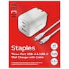 Staples
TECH
Three-Port USB-A & USB-C GaN Wall Charger with Cable
65 WATTS
Compatible with smartphones, tablets, and devices supported by USB-A or USB-C connections.
6.5FT (2M)