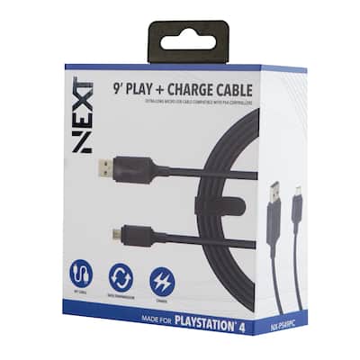 NEXT Extra Long USB Micro 9' Play + Charge Cable For PlayStation 4 NEXT Extra Long USB Micro 9' Play + Charge Cable For PlayStation 4