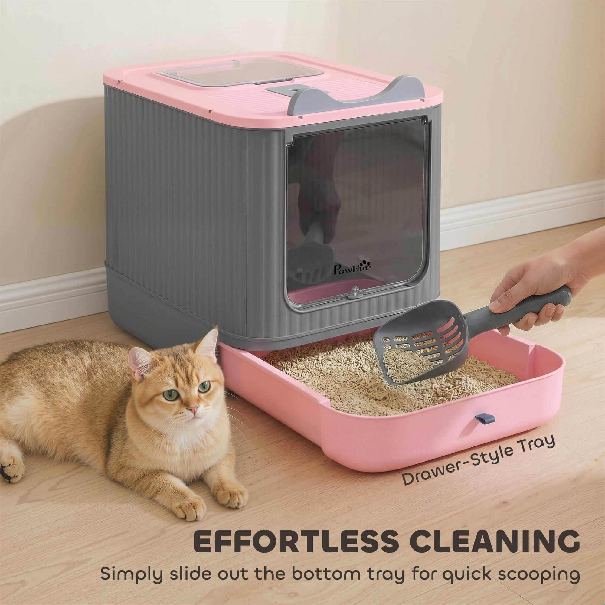 Pawti Tray Drawer-Style  
EFFORTLESS CLEANING  
Simply slide out the bottom tray for quick scooping