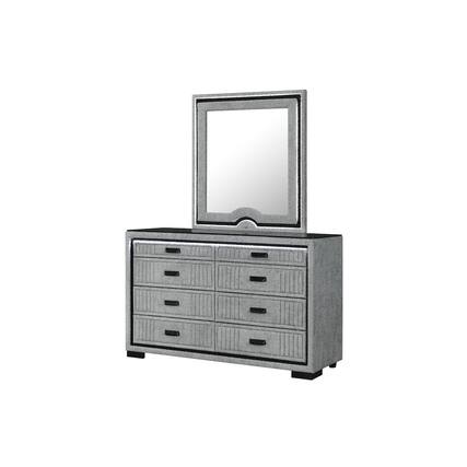 Front. Global Furniture USA - Isabella Grey Mirror With Led - Grey.