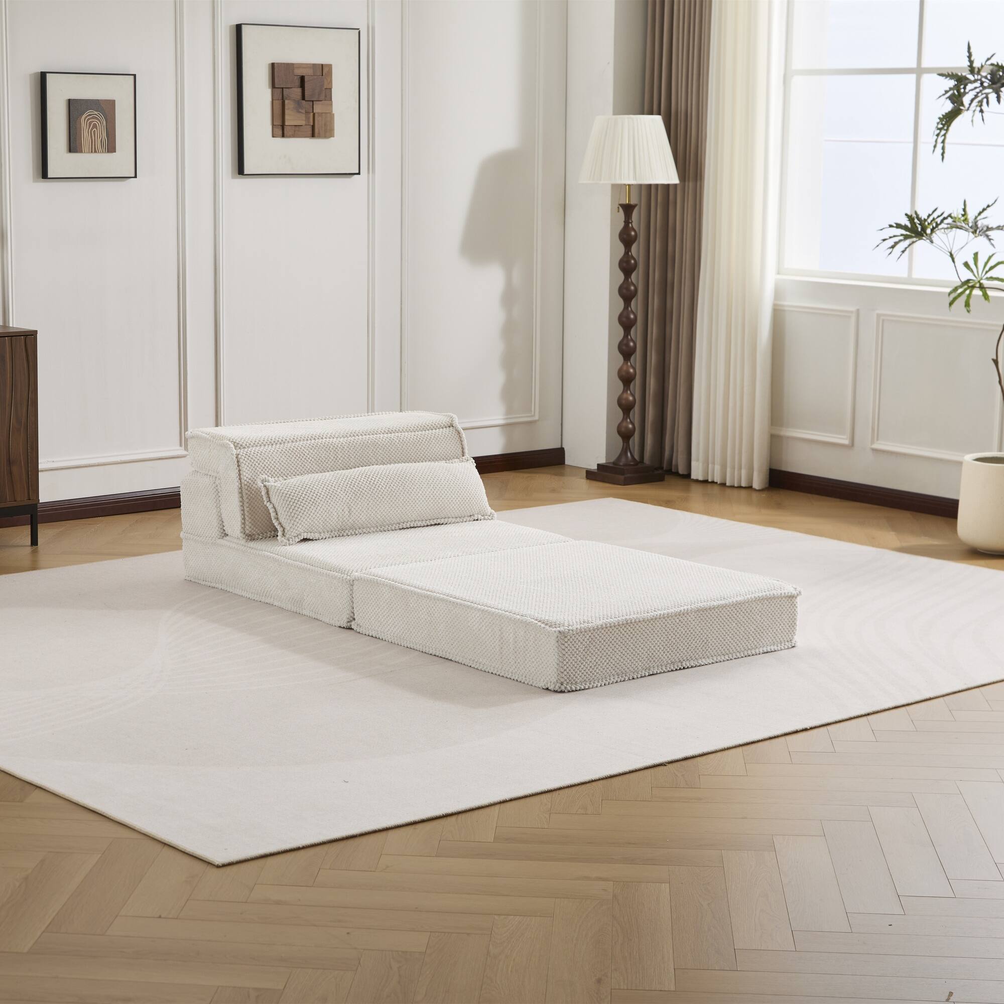 Alt View 5. Boyel Living - Convertible Foam Floor Lounge Chair with Pillow - White.