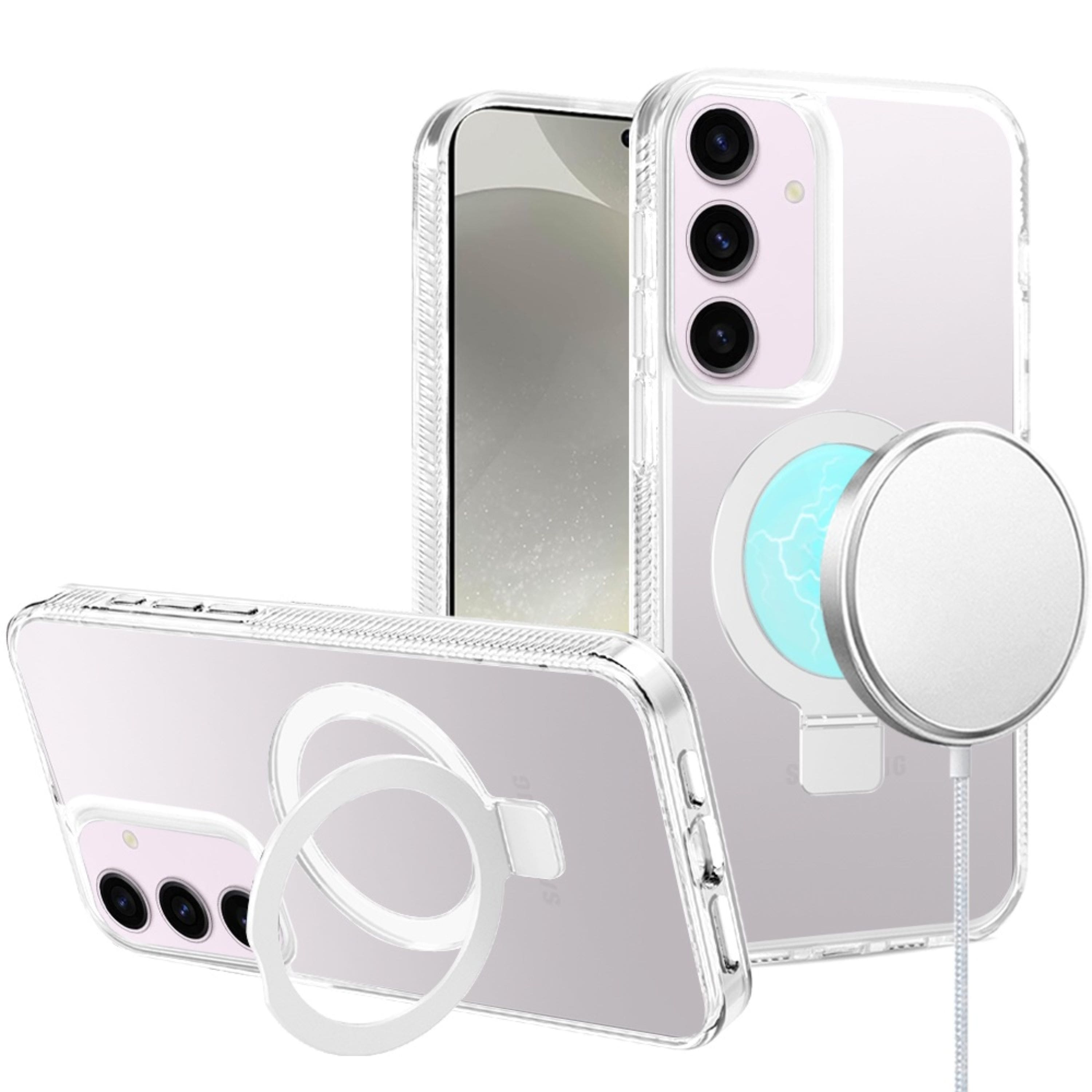 Kitcheniva - Magnetic Circle Stand Translucent Plus Tempered Glass For Samsung S25 Plus/S24 Plus - Clear price history on PriceWatchPro