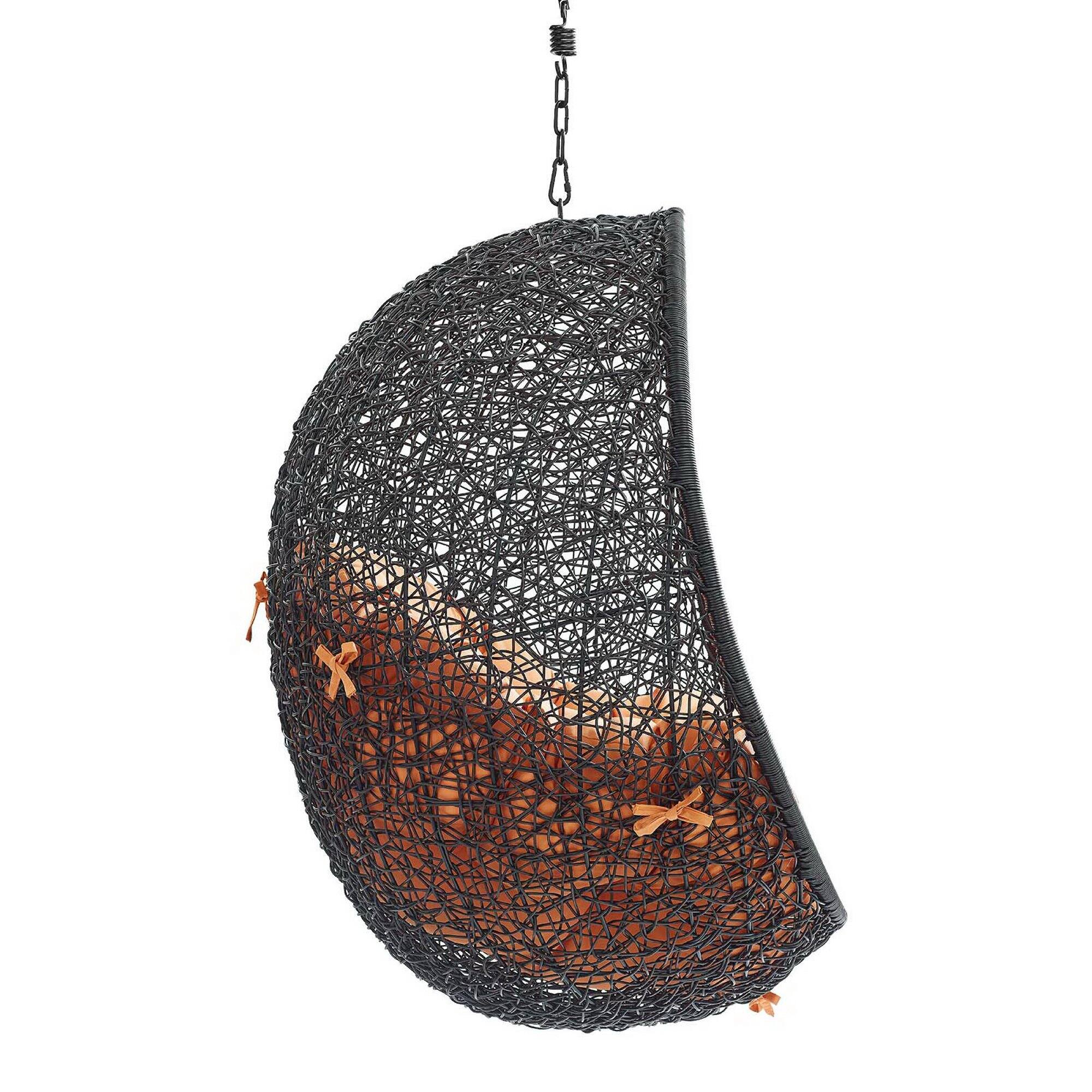 Left. Modway - Encase Swing Outdoor Patio Lounge Chair Without Stand by Modway - Black Orange.