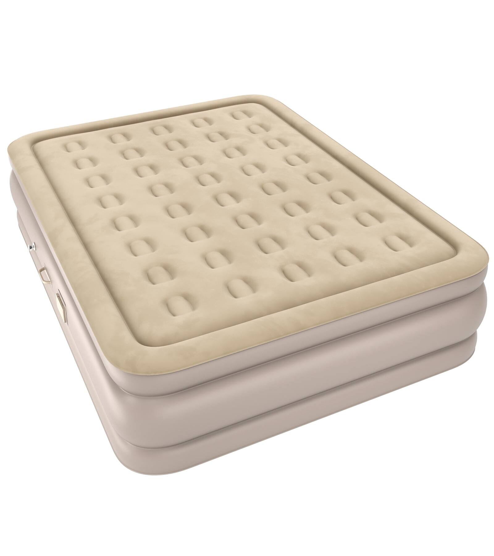 Angle. Sugift - Queen Size Air Mattress with Built In Pump Comfort - Brown.