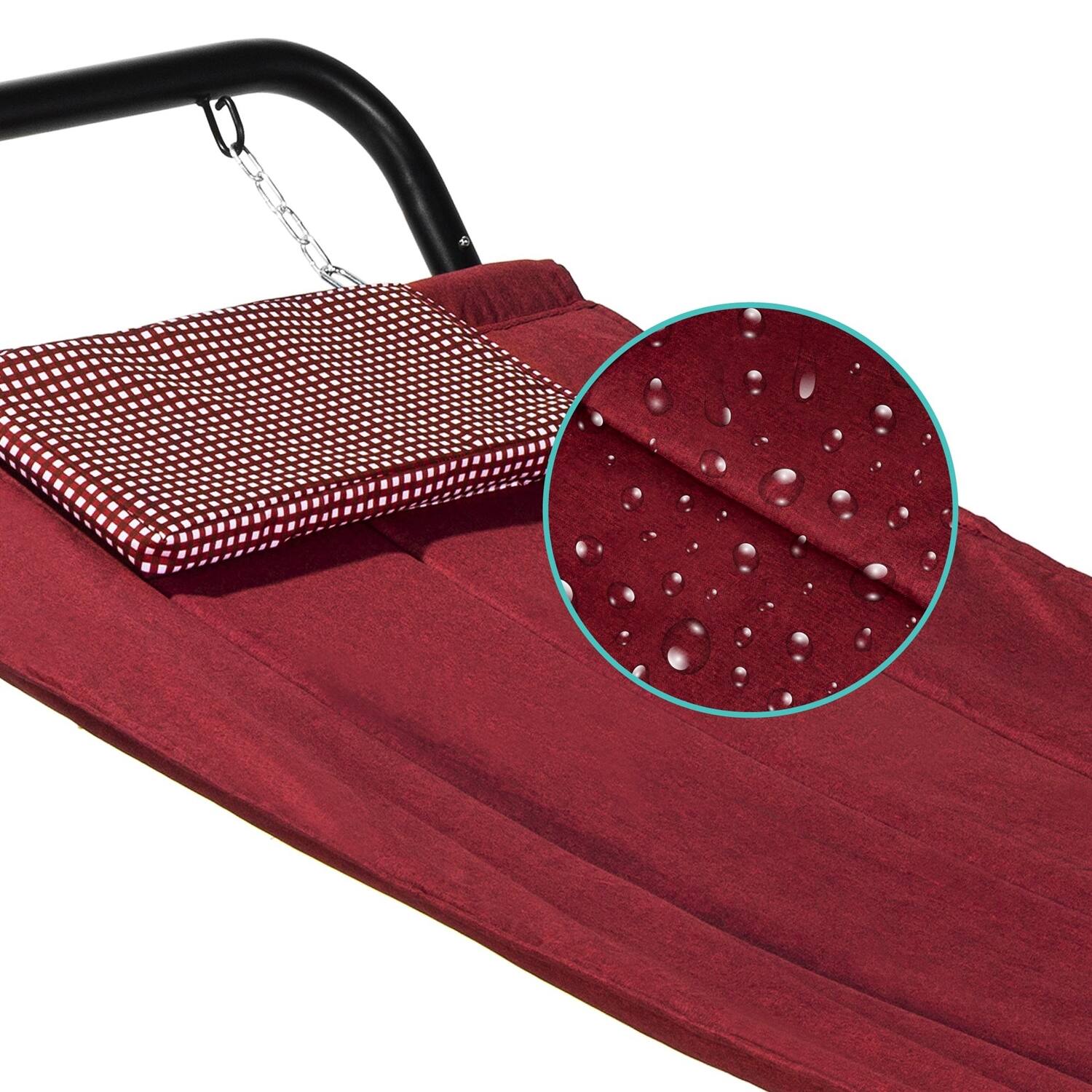 Angle. Hivvago - Red Waterproof Patio Hammock w/ Stand Pillow Storage Pockets - Red.