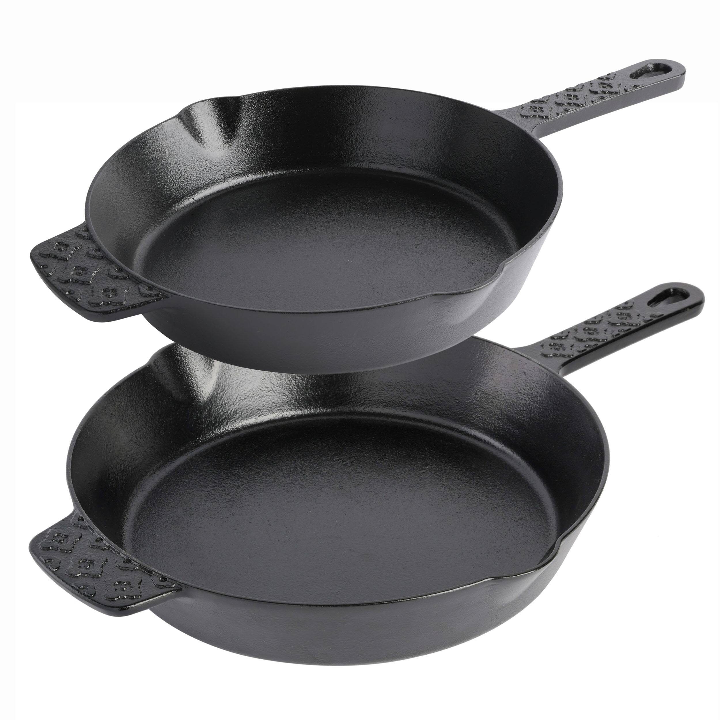 Front. Gibson - Spice by Tia Mowry Savory Saffron Pre-seasoned 2 Piece 10in and 12in Cast Iron Skillet Set - Black.