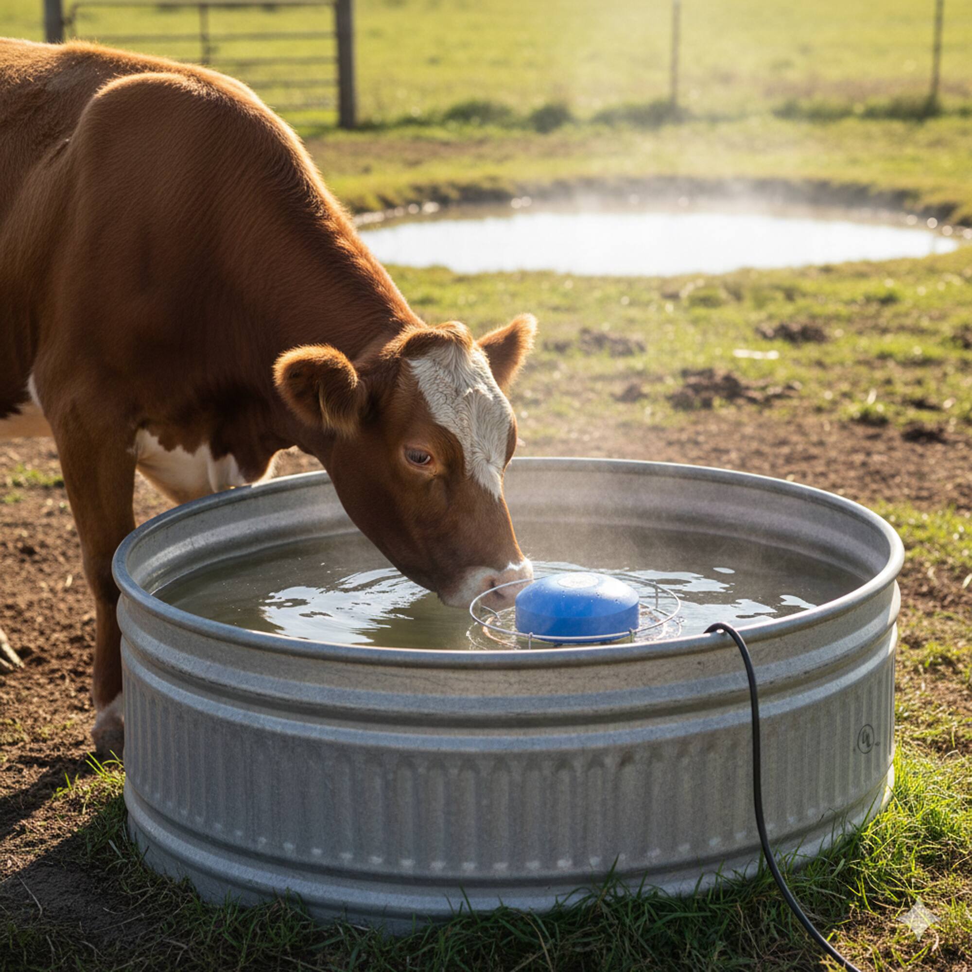 Alt View 3. Farm Innovators - Farm Innovators 1500W Patented Aluminum Convert Able Tank De Icer with 6' Cord - Blue.