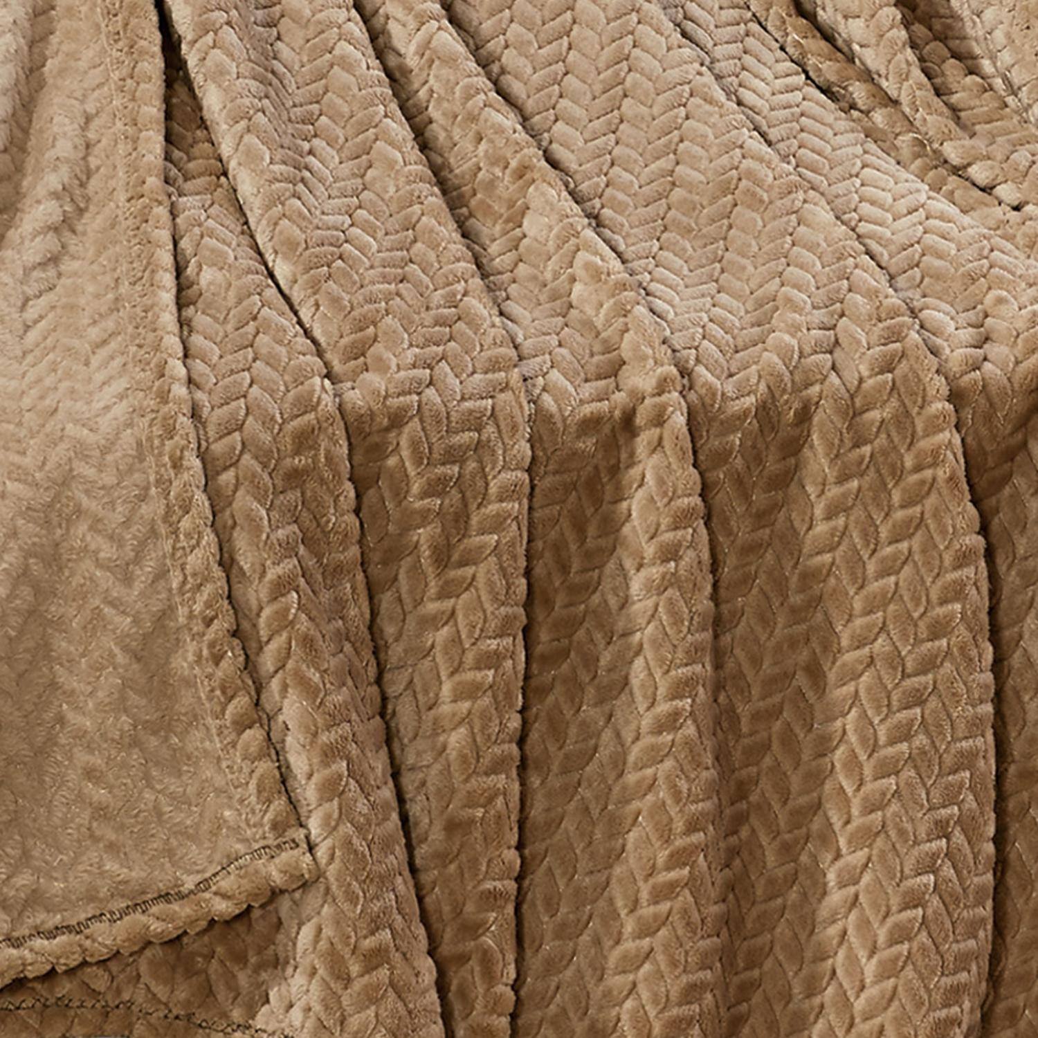 Alt View 3. Noble House - Plazatex Chevron Plush All Season Decorative Throw Blanket 50" x 70" Taupe - Taupe.