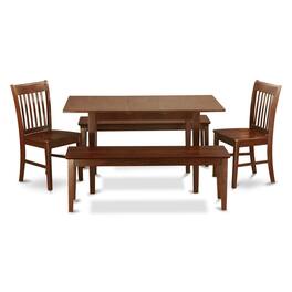 East West Furniture - 5 Pc Kitchen Table with bench set - Table plus 2 Kitchen Chairs and 2 Benches - Mahogany