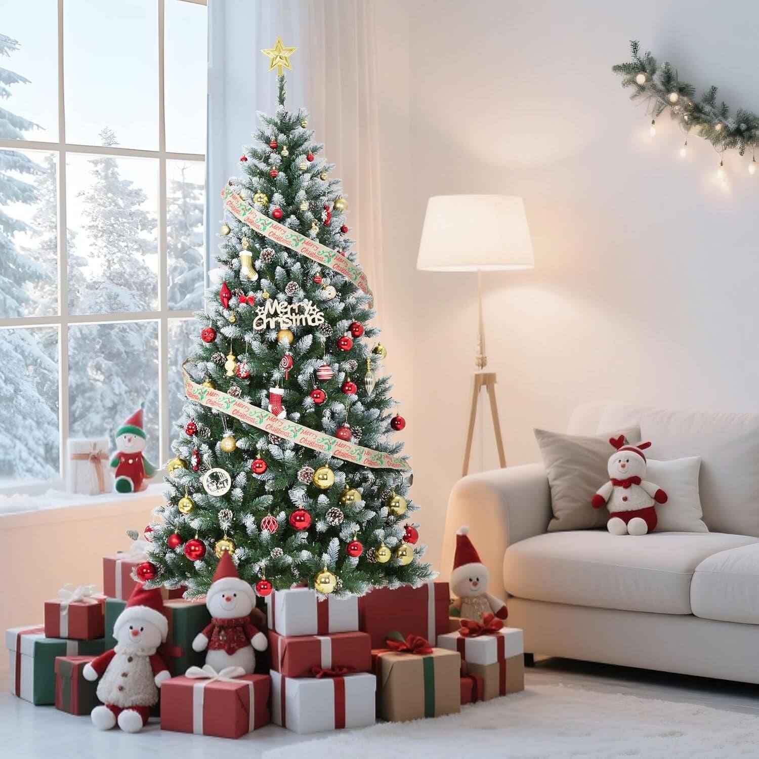 Alt View 1. Acekool - 7.5 FT cial Christmas TreeArtificial Xmas Tree for Indoor Outdoor Christmas Decorations - Green 7.5ft.