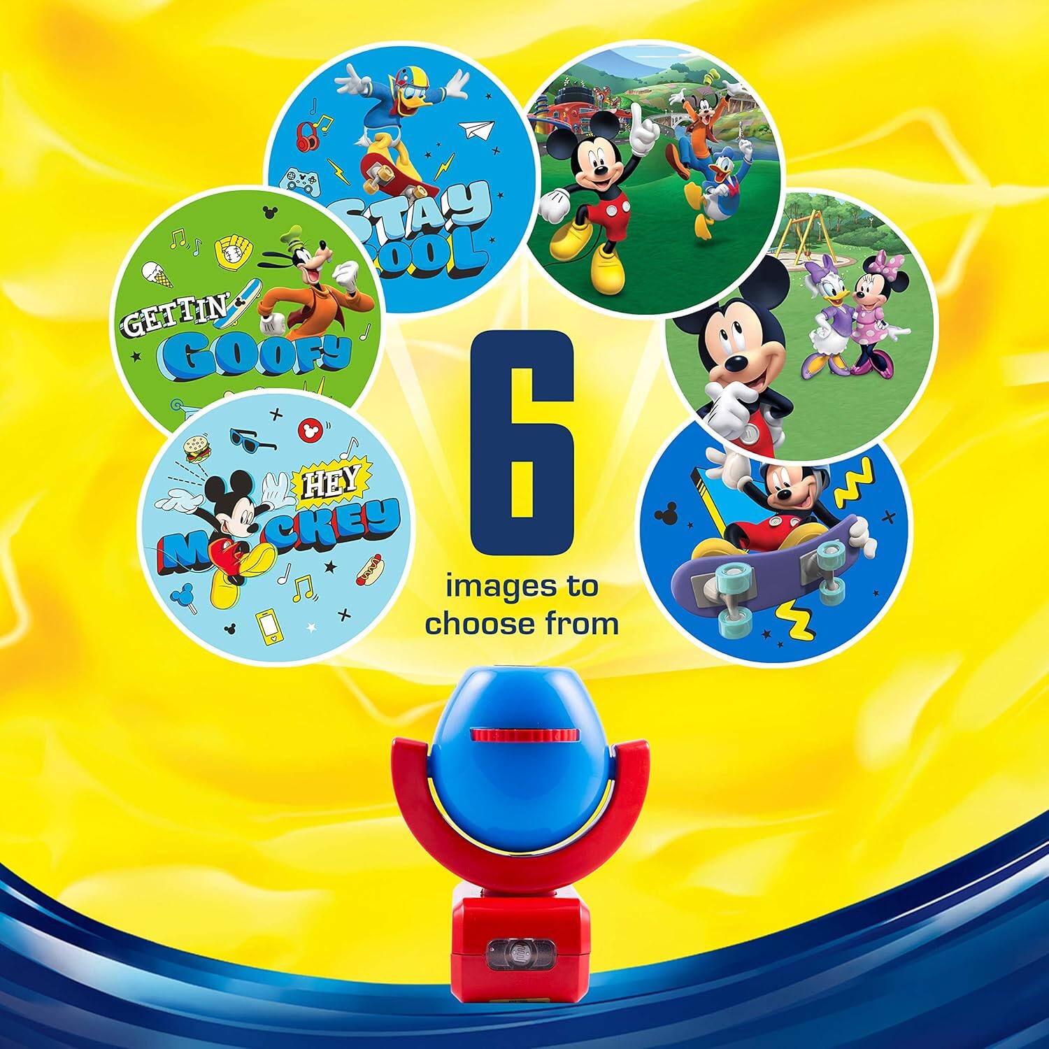 6 images to choose from

- Stay Cool
- Gettin' Goofy
- Hey Hey
- Mickey Mouse
- (Image of Mickey, Goofy, and Pluto)
- (Image of Mickey, Minnie, Donald, and Daisy)