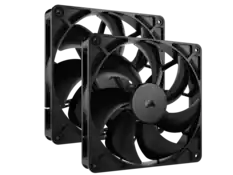 Front. CORSAIR - CORSAIR RS140 PWM 140mm Fans (Dual Pack) - AirGuide Cooling, Magnetic Bearing - Black.