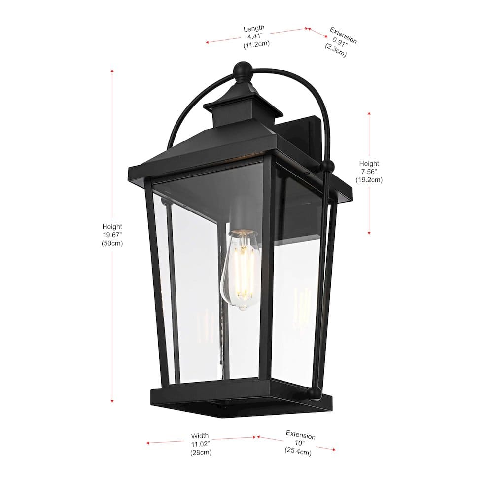 Elegant Lighting - Luz 20 inch Outdoor Wall sconce in Black - Black And Clear