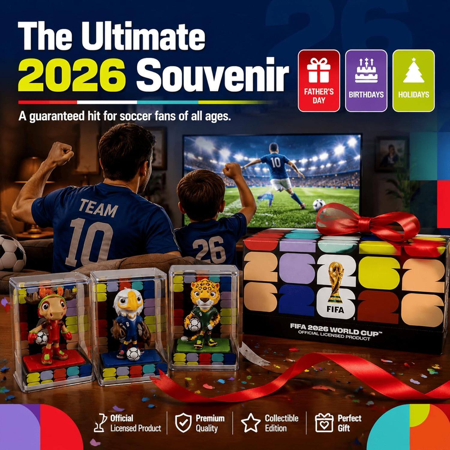 The Ultimate 2026 Souvenir

A guaranteed hit for soccer fans of all ages.

10 TEAM

FATHER'S DAY
BIRTHDAYS
HOLIDAYS

FIFA 2026 OFFICIAL WORLD CUP LICENSED PRODUCT

Official Licensed Product
Premium Quality
Collectible Edition
Perfect Gift
