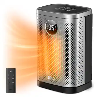DREO - 10 in. 1500-Watt Ceramic Electric Convection Personal Indoor Space Heater with Remote - Silver