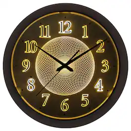 Dazzed Corner - Wall Clocks Battery Operated, 13 Inch Light Up Wall Clocks - Black