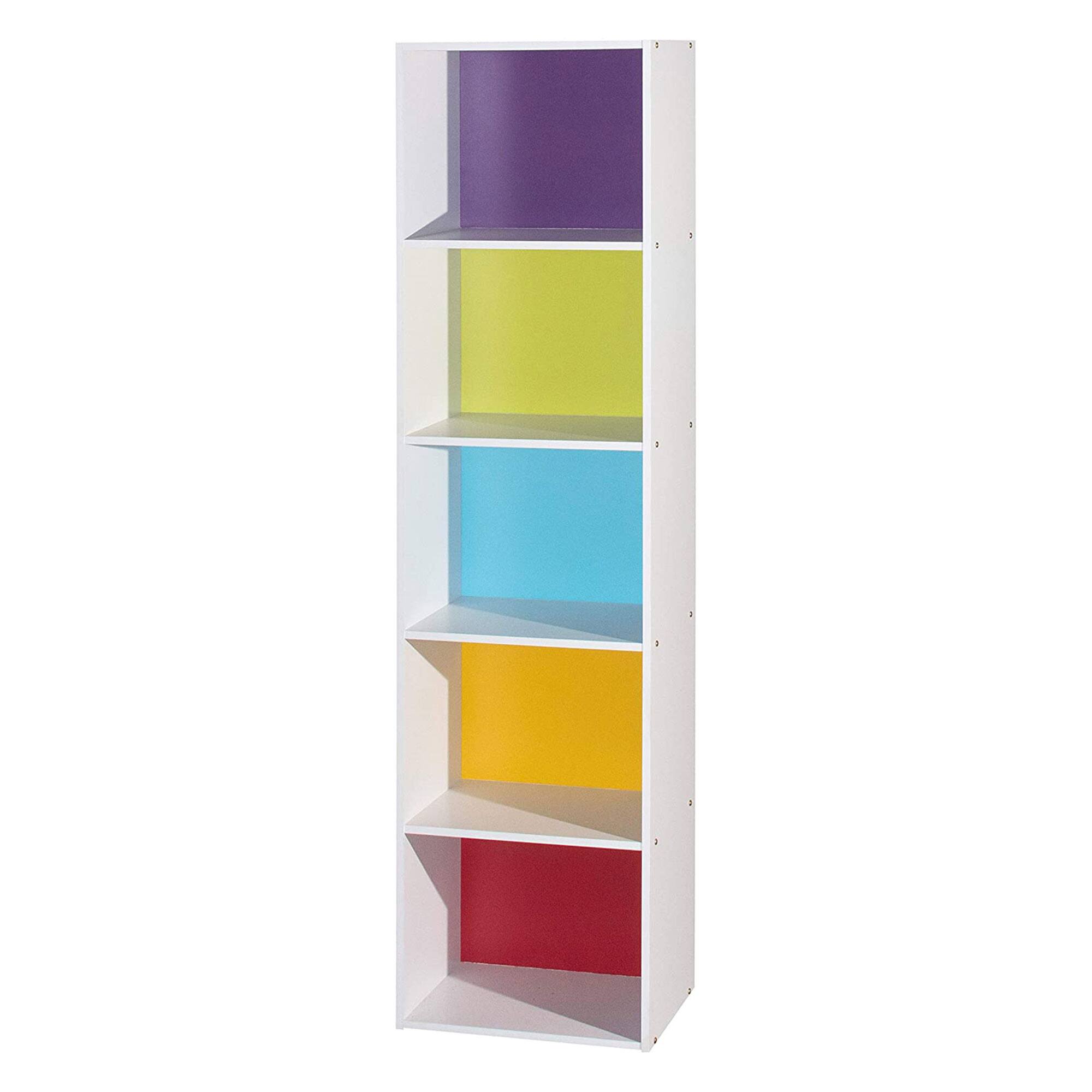 Front. Hodedah - Hodedah Import 12 x 16 x 60 In 5 Shelf Bookcase Organizer, Rainbow Wood Finish - Multicolor.