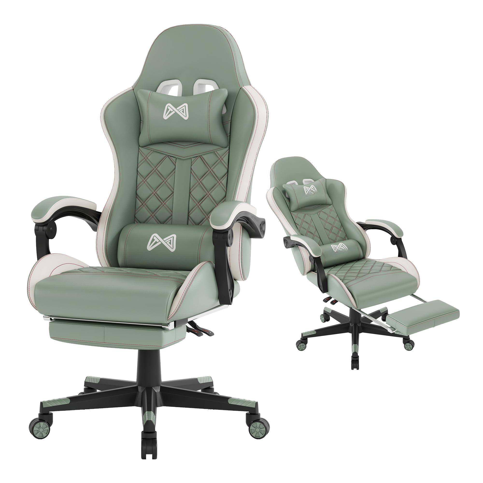 Front. Hirose Alice - Gaming Chair, Adult Chair, High Back Computer Chair with Footrest and Linked Armrests, Office Video Game Ch... - Green.
