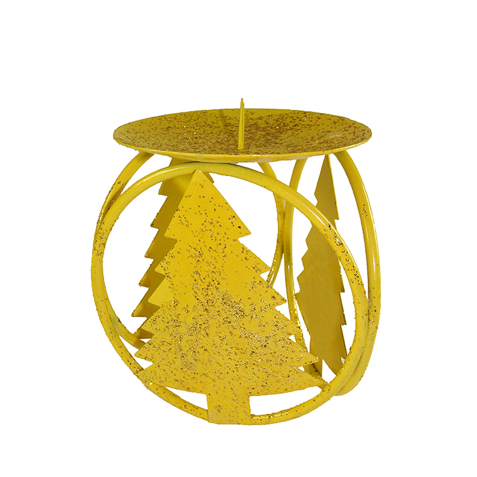 Front. CC Christmas Decor - 72 Yellow Christmas Tree Pillar Candle Holders 4.25" - Yellow.