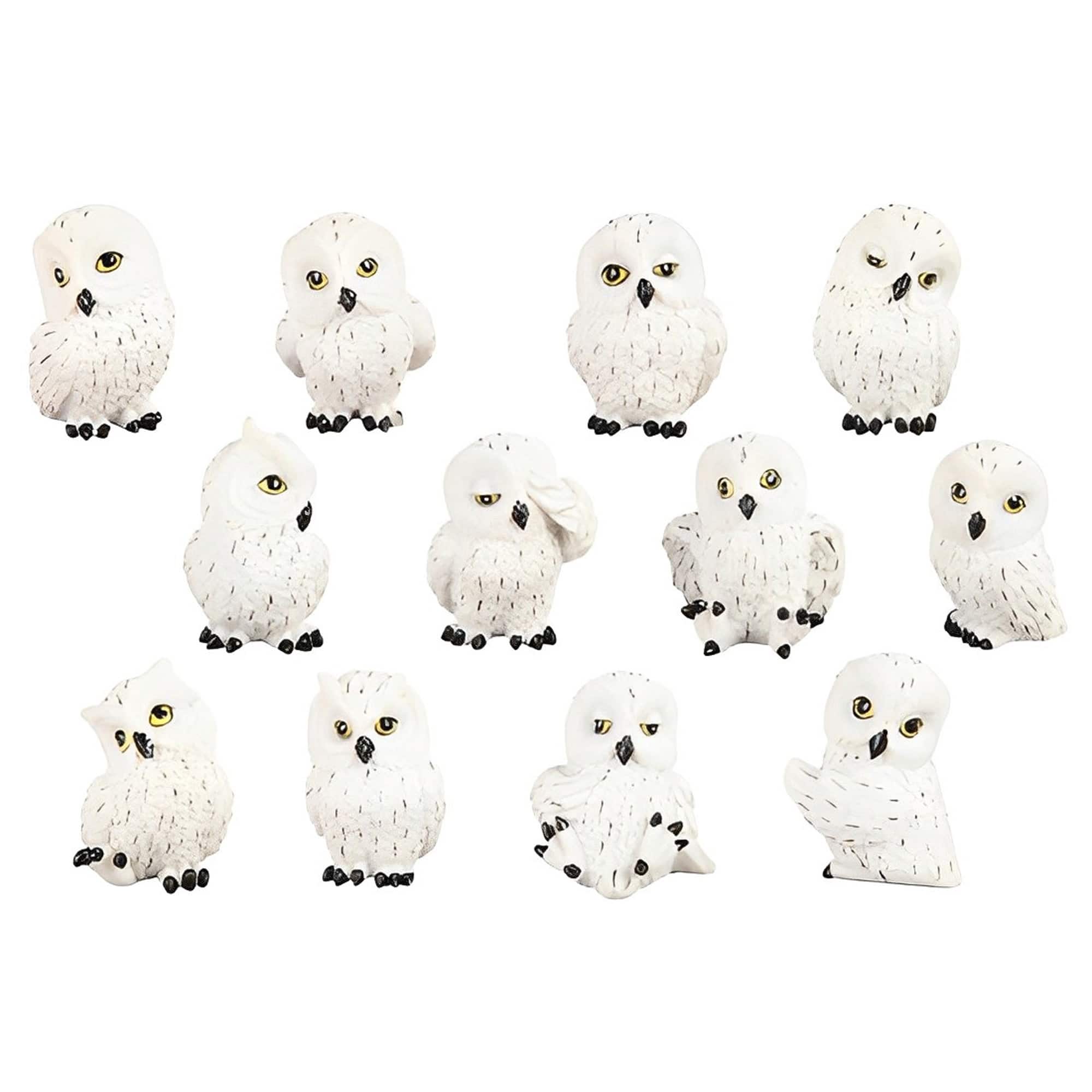 FC Design - 12-PC Set Snowy Mini Owl 2"H Figurine Statue Office Desk Tabletop Home Decor Gift - Multi-Color