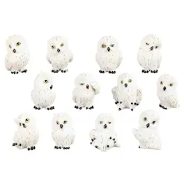 FC Design - 12-PC Set Snowy Mini Owl 2"H Figurine Statue Office Desk Tabletop Home Decor Gift - Multi-Color