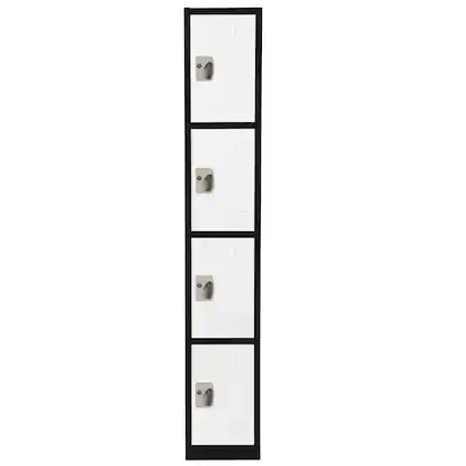 Front. AdirOffice - Storage Locker 629-Series 72" H 4-Tier Steel Key Lock 4-Shelf Locker with Key Lock - Black Bidy/White Doors.