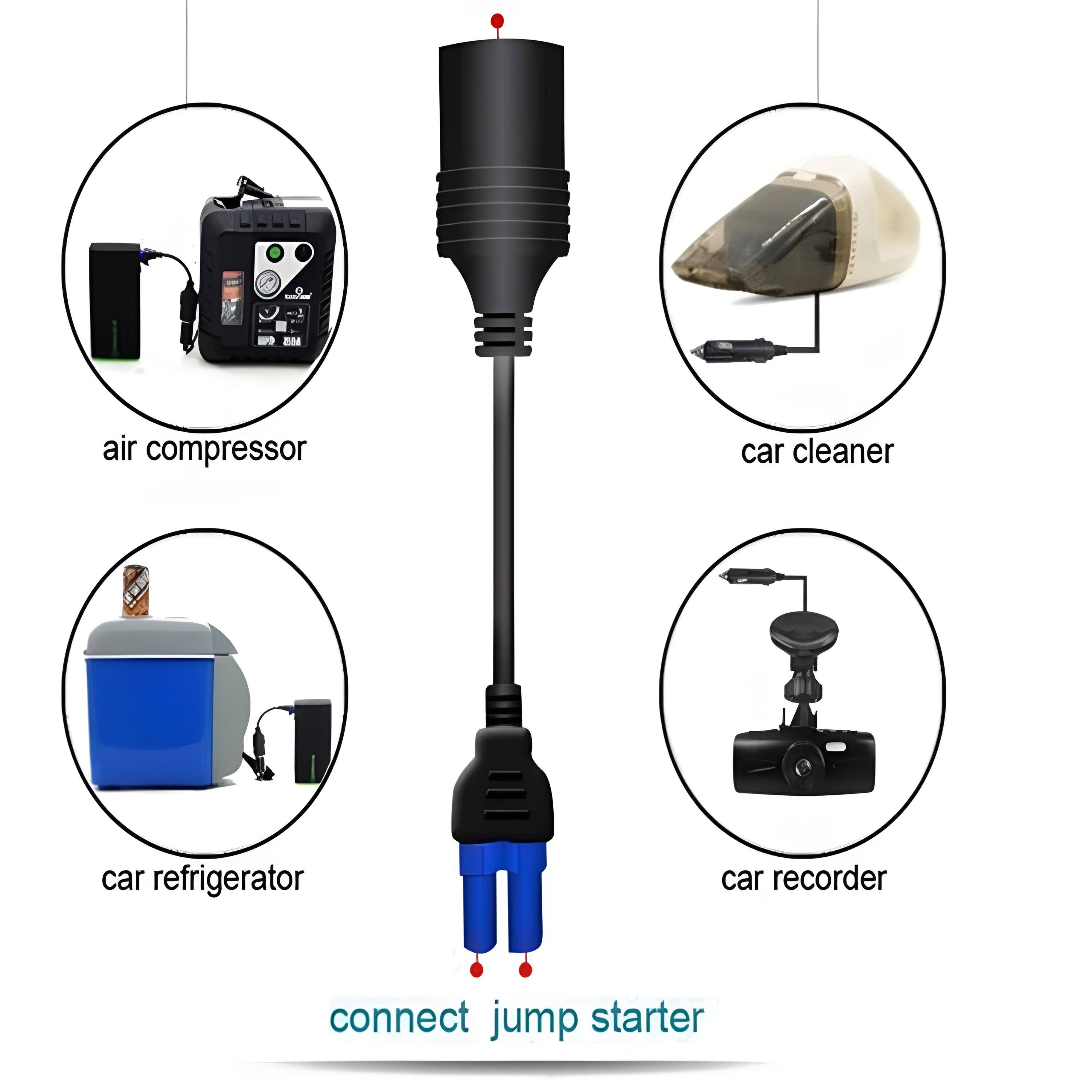 - air compressor
- car cleaner
- car refrigerator
- car recorder
- connect jump starter