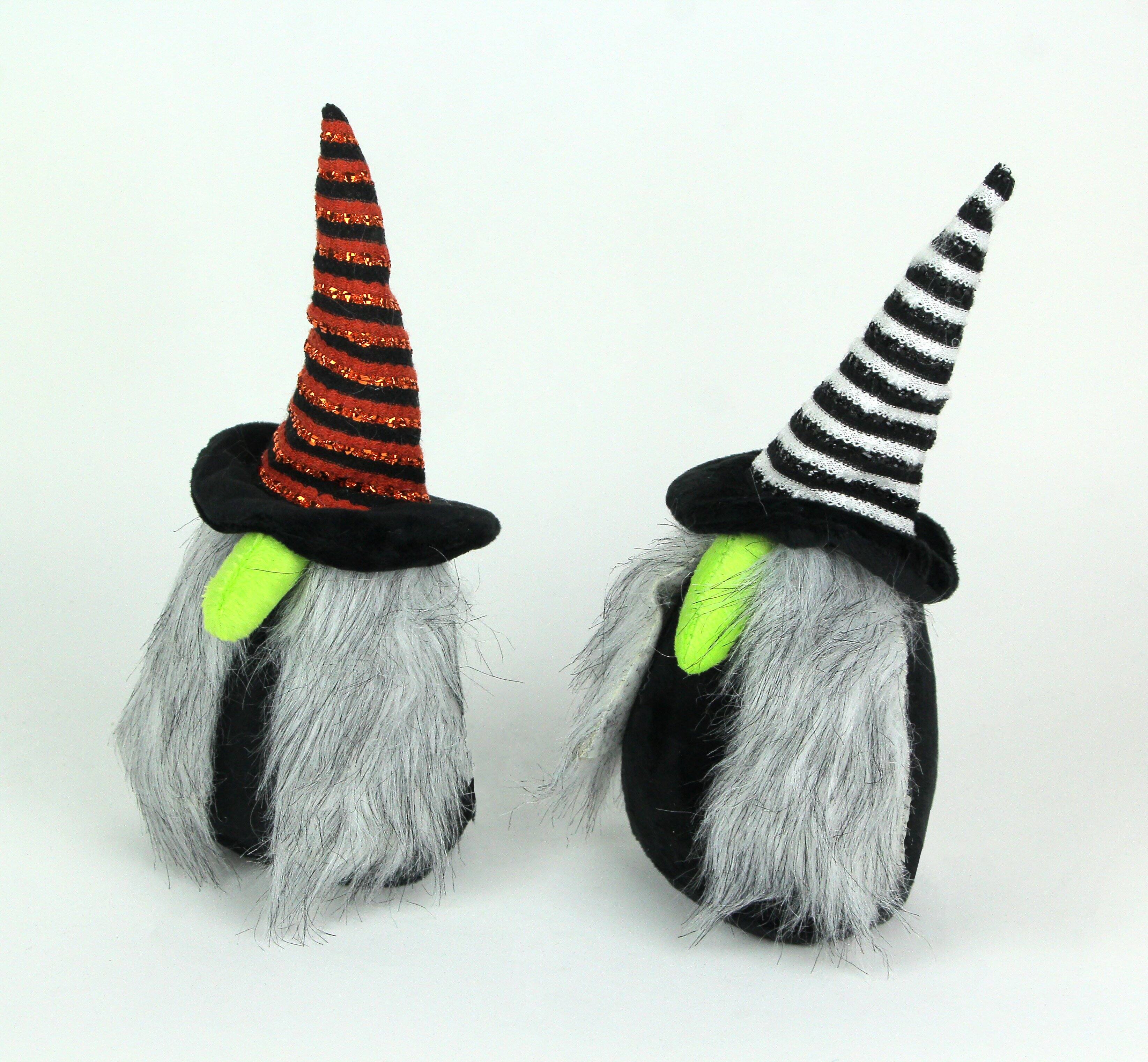 Alt View 1. Transpac - Pair of Whimsical Plush Halloween Witch Nisse Gnome Figures - Multicolored.