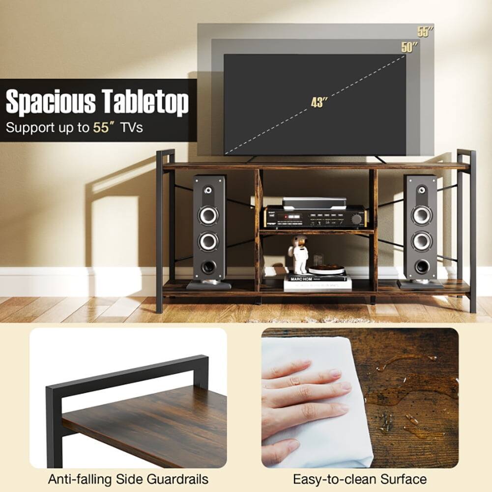 - Spacious Tabletop
  - Support up to 55" TVs

- Anti-falling Side Guardrails

- Easy-to-clean Surface