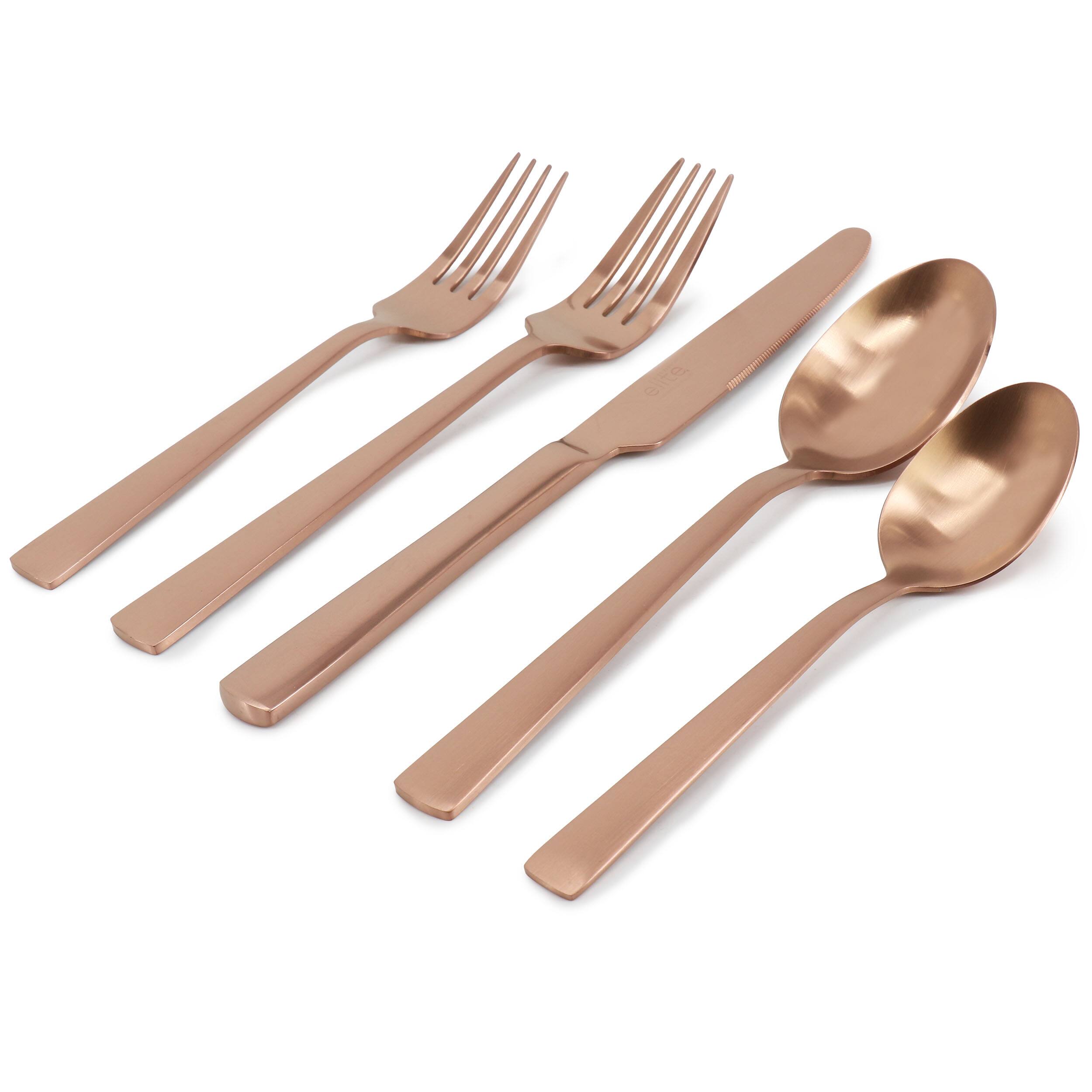 Alt View 1. Gibson - Gibson Elite Earlston 20 Piece Stainless Steel Flatware Set in Bronze - Bronze.
