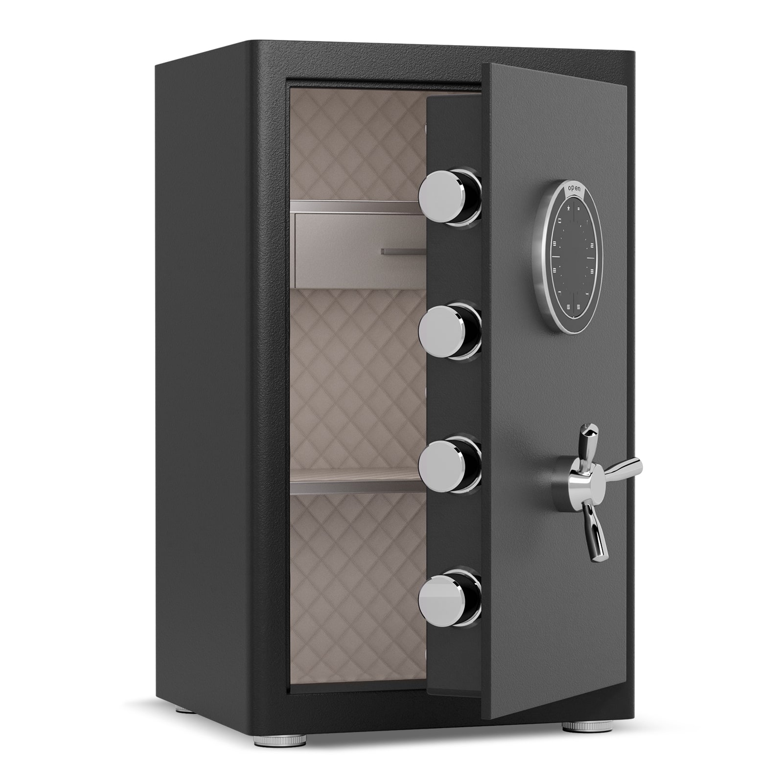 Chateau Abodes - Steel Security Safe with Digital Keypad, Removable Shelf & Jewelry Box, 10mm Door & 28mm Bolts, Dual Alarm - 2.8 Cu Ft