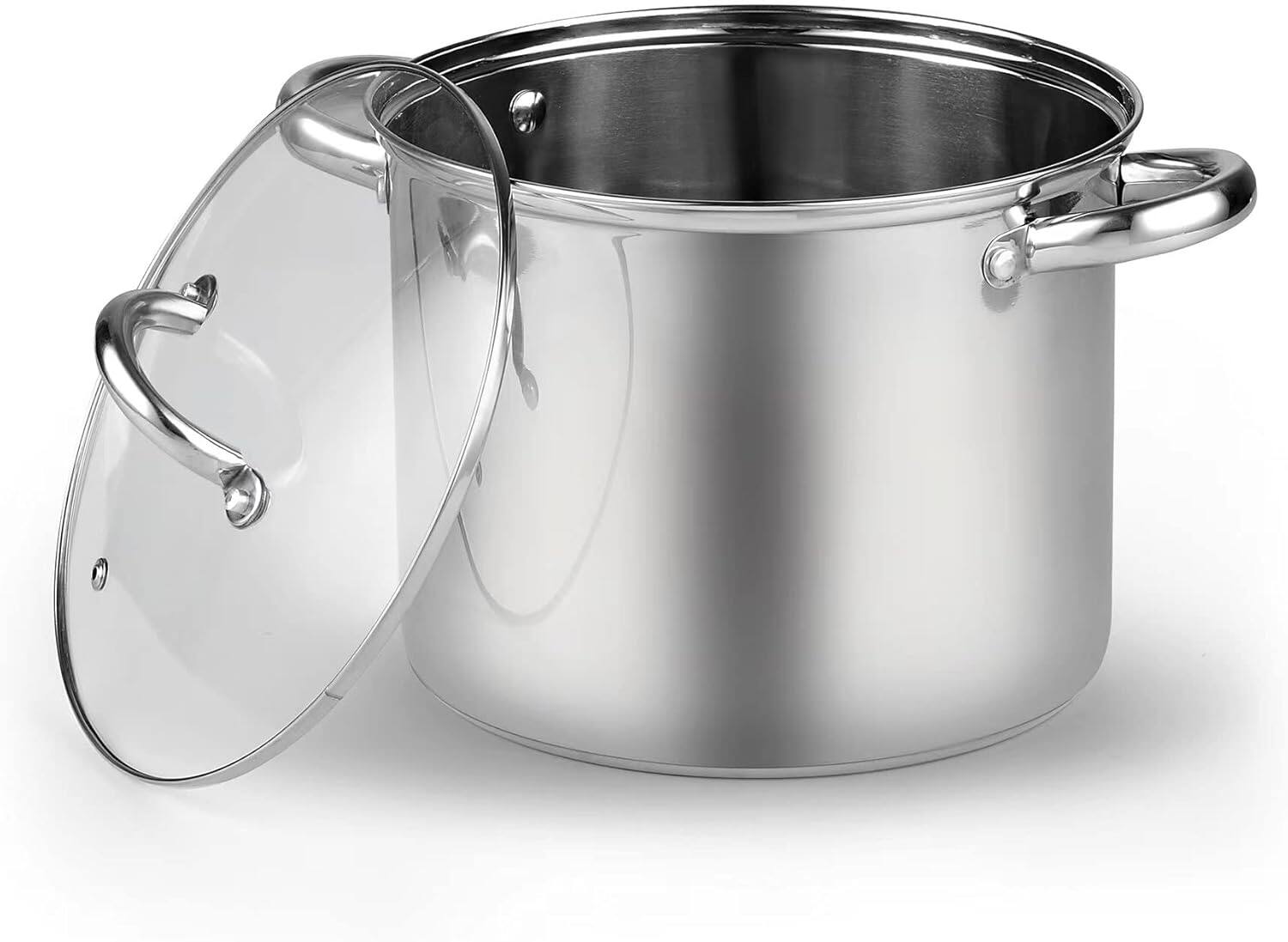 Alt View 5. Cook N Home - Basics 12QT S/S Stock Pot with Lid, Sturdy Handle, Even Heating, Oven & Dishwasher Safe, for Canning, Boiling - STAINLESS STEEL.